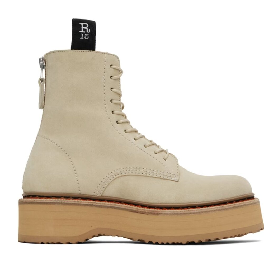 R13 Beige Single Stack Boots